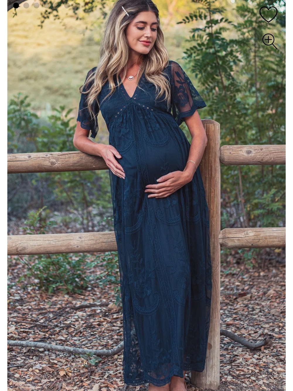 PinkBlush Lace Overlay Maxi Dress Navy Blue Maternity Small